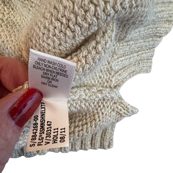 Banana Republic M Short Sleeve Sweater Metallic Knit Gold Shimmer Pullover - Picture 5 of 8